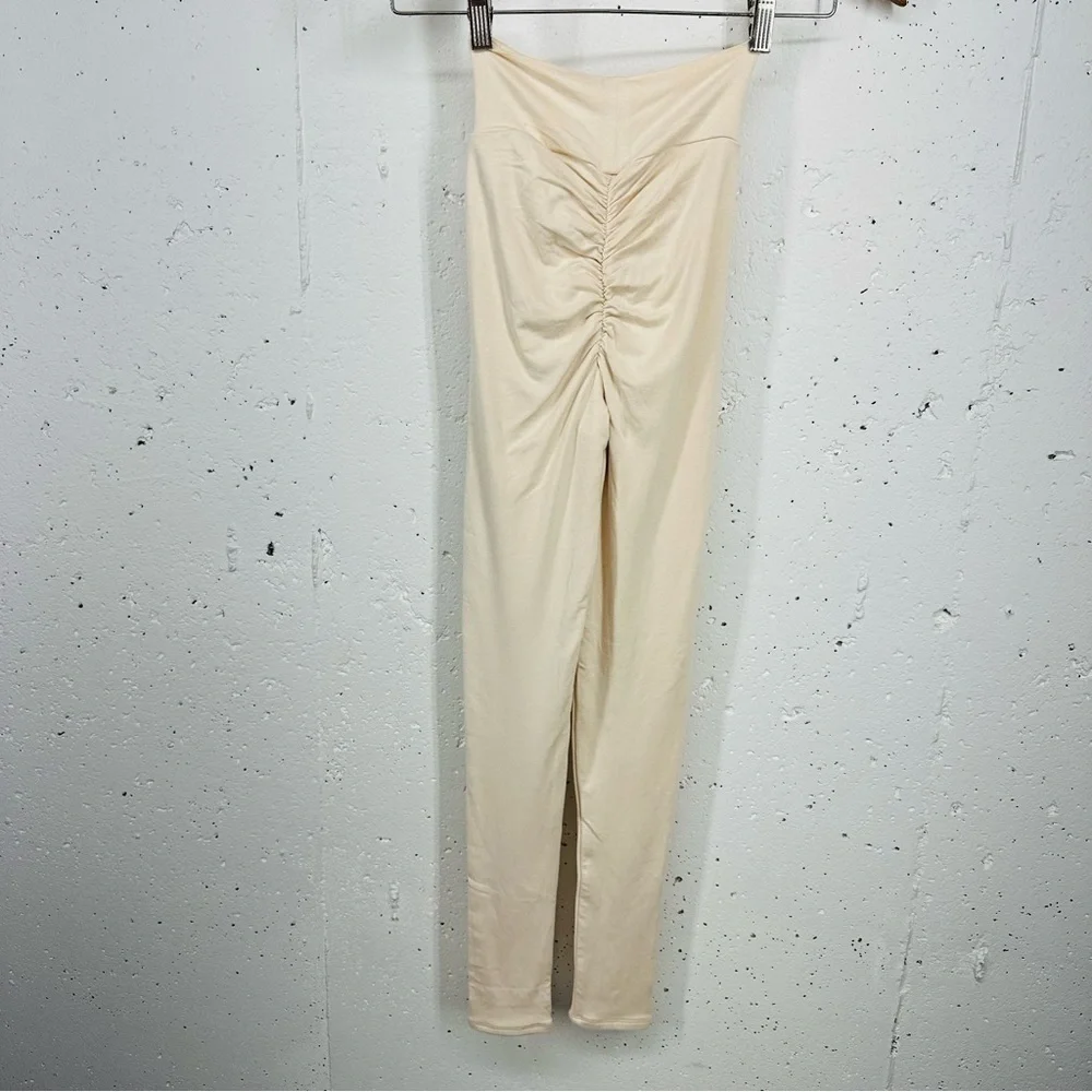 OH Polly size 2 Ivory High Waist Ruched Bootie Leggings NEW - Picture 6 of 14